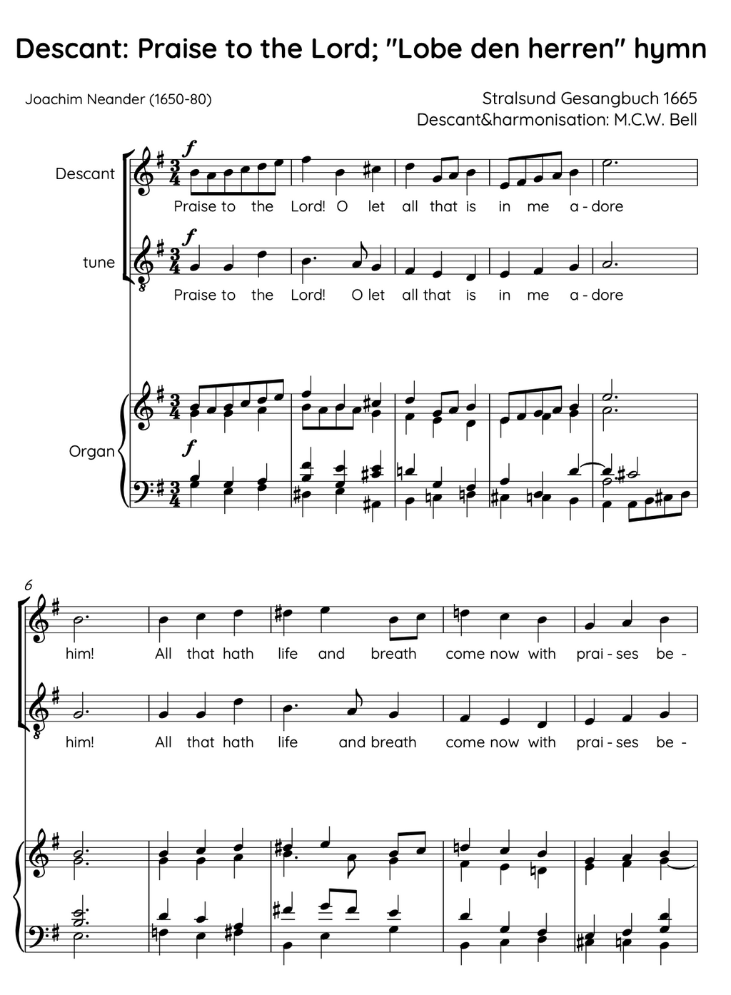 Praise to the Lord — Descant & Harmonisation (PDF)