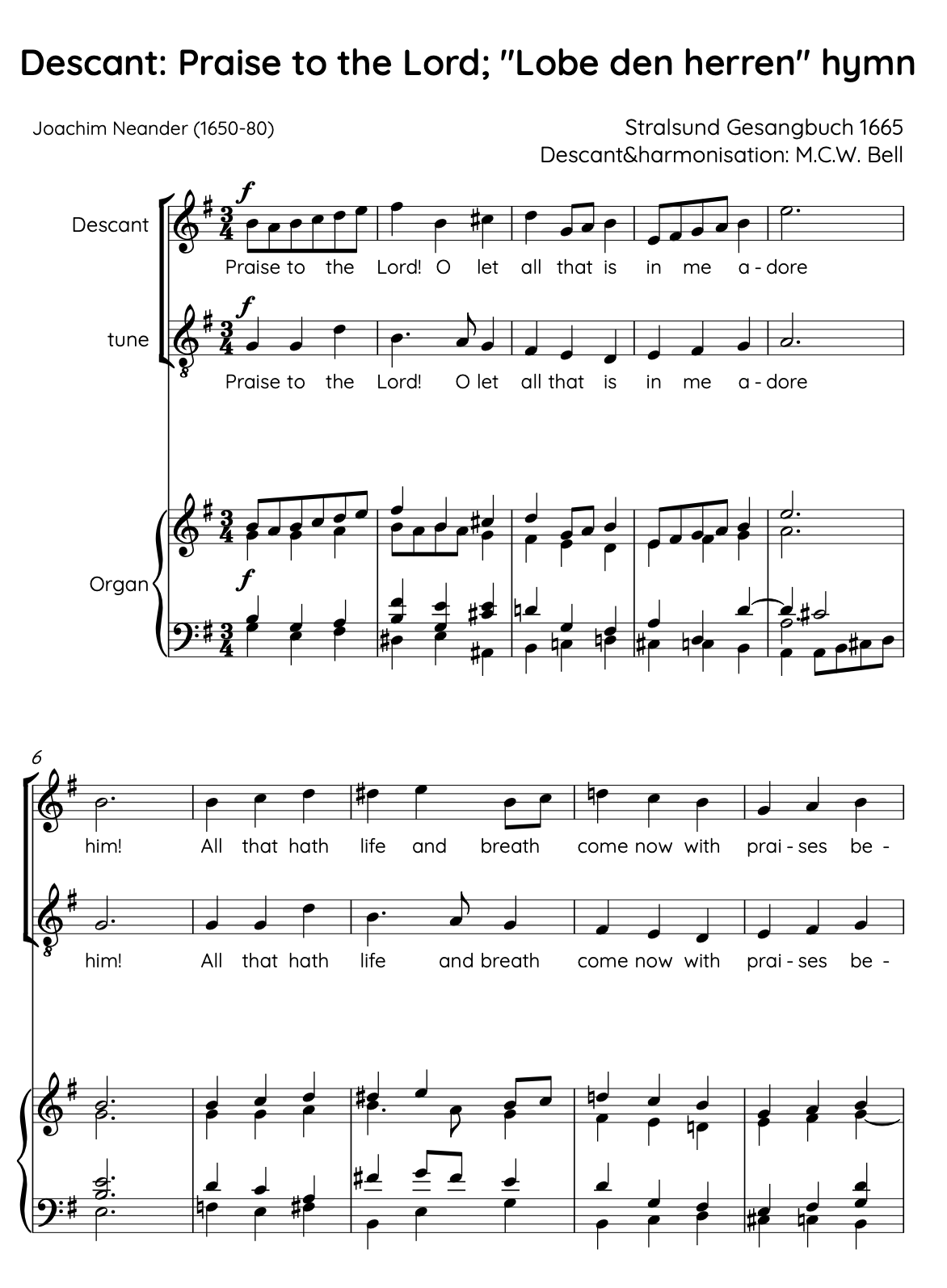 Praise to the Lord — Descant & Harmonisation (PDF)