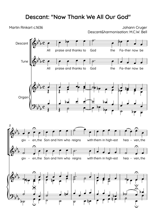 Now Thank We All Our God — Descant & Harmonisation (PDF)